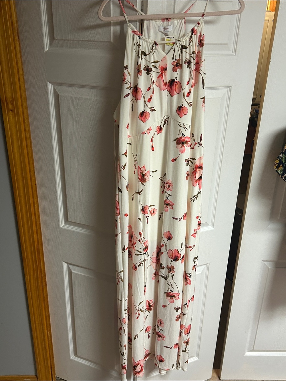 Candie's Cream Floral Dress with Pink Blooms